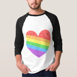 Corey Tiger 80er Rainbow Stripe Heart Raglan Shirt