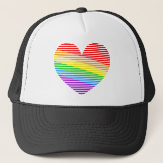 Corey Tiger 80er Rainbow Stripe Heart Trucker Hat Truckerkappe