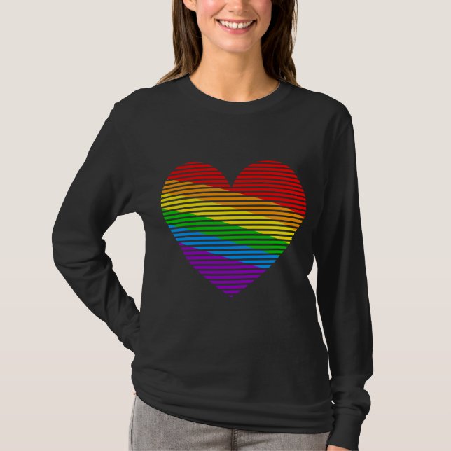 Corey Tiger 80er Rainbow Stripe Herz Shirt (Vorderseite)