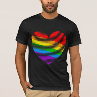 Corey Tiger 80er Rainbow Stripe Herz Shirt