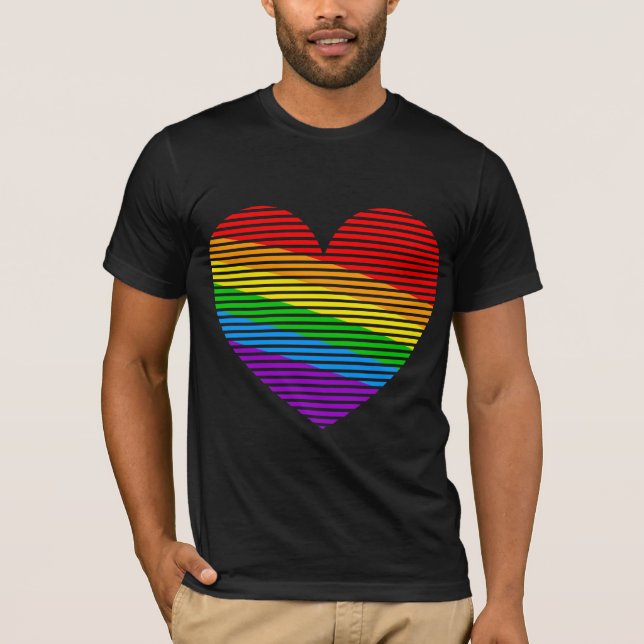 Corey Tiger 80er Rainbow Stripe Herz Shirt (Vorderseite)