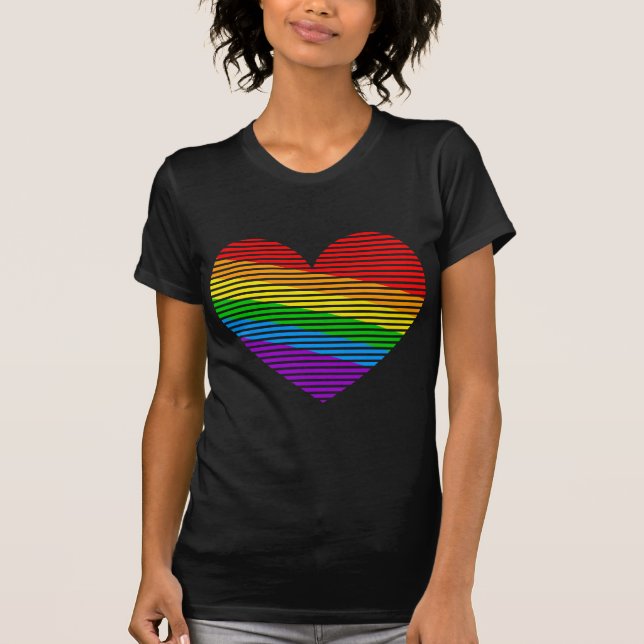 Corey Tiger 80er Rainbow Stripe Herz Shirt (Vorderseite)