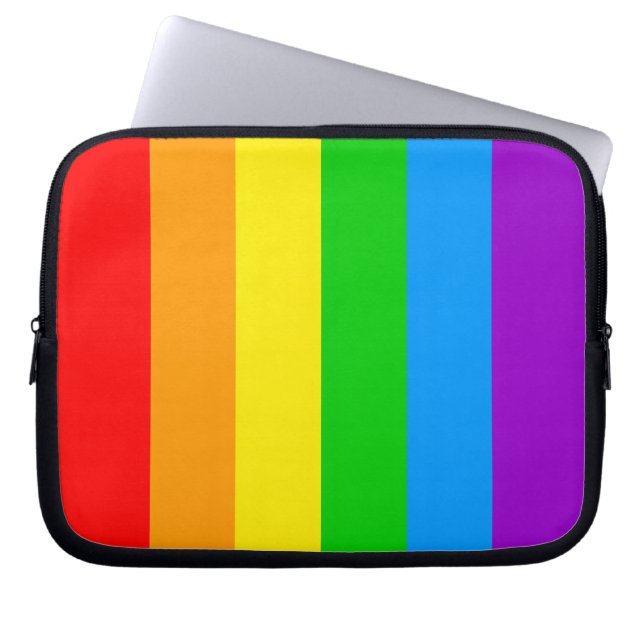 Corey Tiger 80er Rainbow Stripes Flag Laptopschutzhülle (Vorderseite)