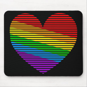 Corey Tiger 80er Regenbogen-Streifen-Herz-Mauspad Mousepad