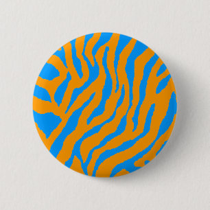 COREY TIGER 80er RETRO BLAU ORANGE TIGER STREIFEN Button