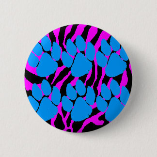 COREY TIGER 80er RETRO BLUE CLAWS PINK STRIPES Button