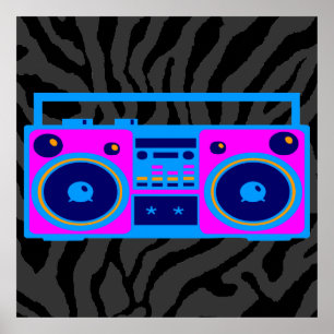 Corey Tiger 80er Retro Boombox Radio Poster