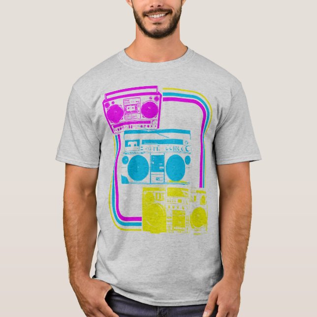 Corey Tiger 80er Retro Boombox Radio T-Shirt (Vorderseite)
