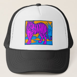 COREY TIGER 80er RETRO Dschungel TIGER PINK Truckerkappe