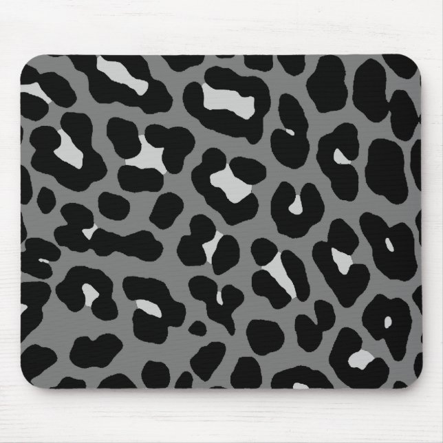 Corey Tiger 80er Retro Gray Leopard Print Mousepad (Vorne)
