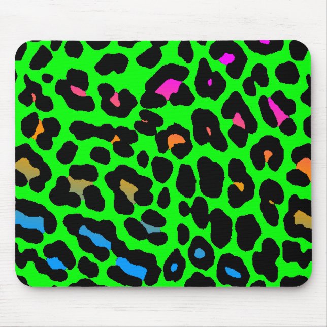 Corey Tiger 80er Retro Green Leopard Print Mousepa Mousepad (Vorne)
