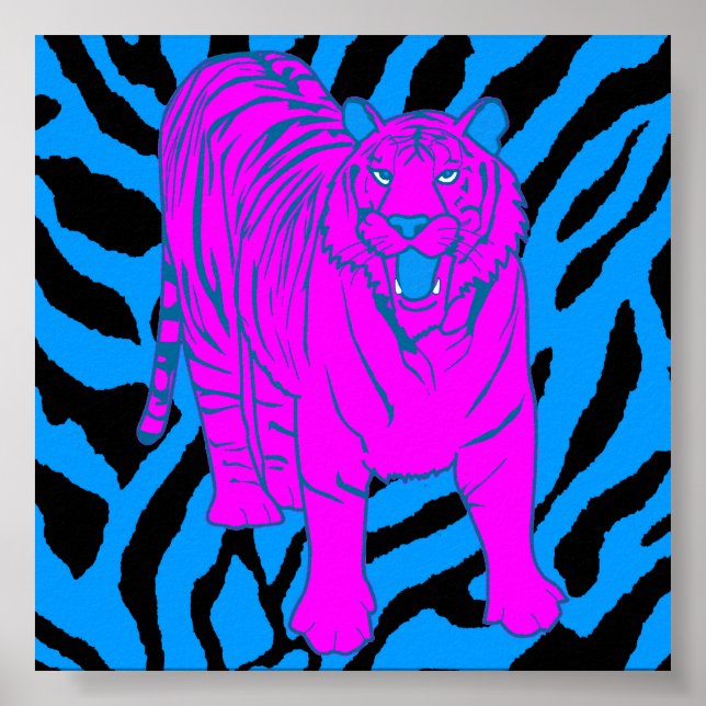 Corey Tiger 80er Retro Growling Tiger Poster (Vorne)