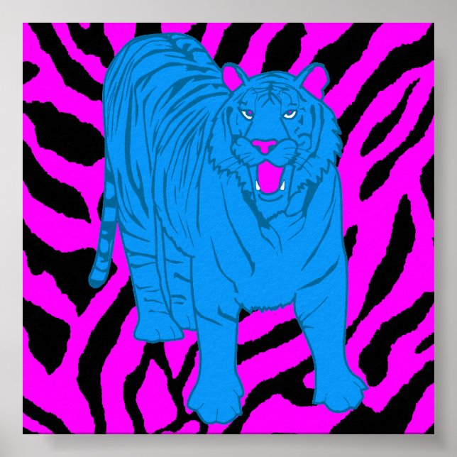Corey Tiger 80er Retro Growling Tiger Poster (Vorne)