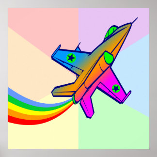 Corey Tiger 80er Retro Jet Kämpfer Flugzeug Regenb Poster