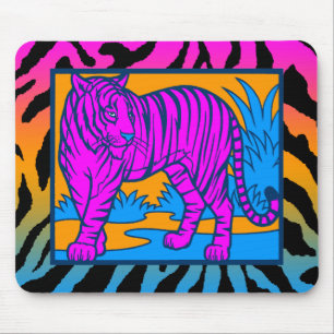 Corey Tiger 80er Retro Neon Dschungel Tiger Mauspa Mousepad