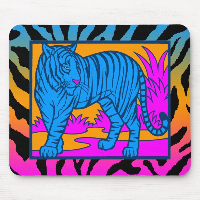 Corey Tiger 80er Retro Neon Jungle Tiger Mousepad (Vorne)