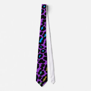 Corey Tiger 80er Retro Neon Leopard Print Krawatte