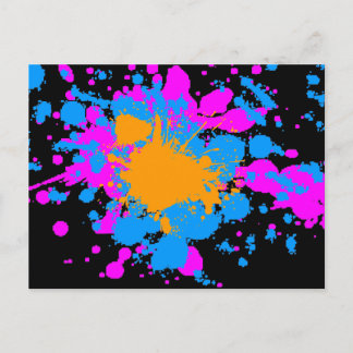 Corey Tiger 80er Retro Paint Spritzer (Multicolor) Postkarte