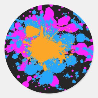 Corey Tiger 80er Retro Paint Spritzer (Multicolor) Runder Aufkleber