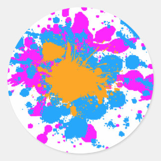 Corey Tiger 80er Retro Paint Spritzer (Multicolor) Runder Aufkleber