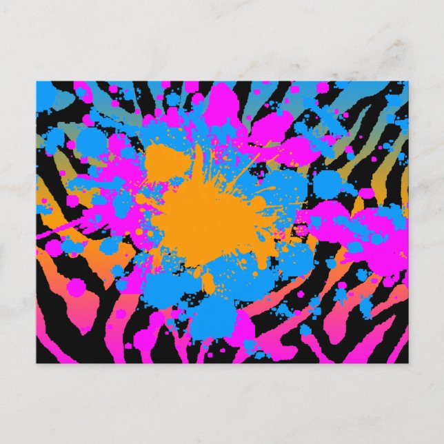 COREY TIGER "80er RETRO PAINT SPRITZER & STRIPES Postkarte (Vorderseite)