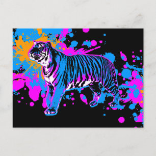 Corey Tiger "80er Retro Paint Spritzer Tiger Postkarte