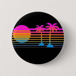 COREY TIGER 80er RETRO PALM BÄUME TROPISCHER SONNE Button