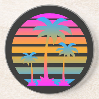 Corey Tiger 80er Retro Palm Trees Sunset Untersetz Sandstein Untersetzer