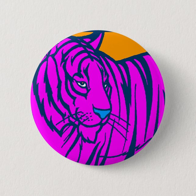 COREY TIGER 80er RETRO PINK JUNGLE TIGER Button (Vorderseite)