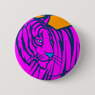 COREY TIGER 80er RETRO PINK JUNGLE TIGER Button