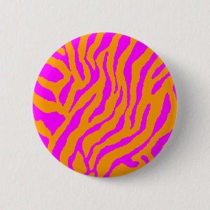 COREY TIGER 80er RETRO PINK ORANGE TIGER STRIPES Button