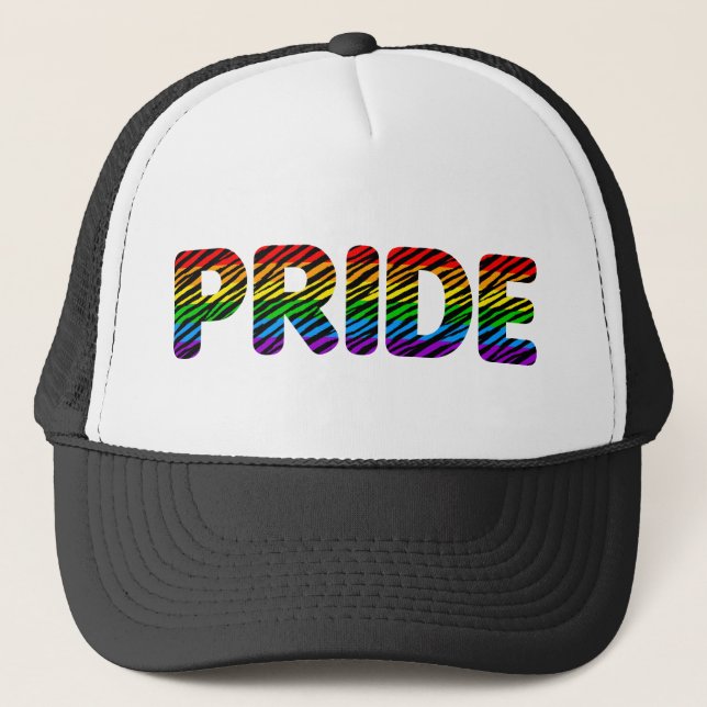 Corey Tiger 80er Retro Pride Rainbow Truckerkappe (Vorderseite)