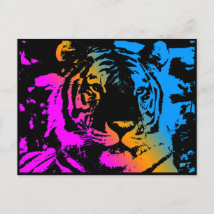 COREY TIGER "80er RETRO PYSCHEDELIC TIGER FACE Postkarte