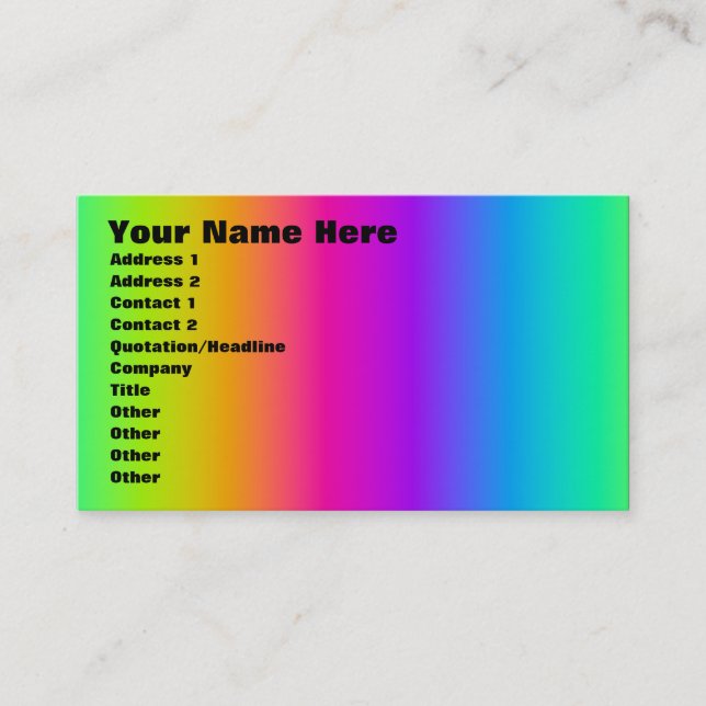 Corey Tiger 80er Retro Rainbow Blend Visitenkarte (Vorderseite)