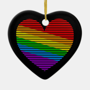 Corey Tiger 80er Retro Rainbow Strip Herz Keramik Ornament