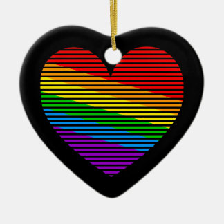 Corey Tiger 80er Retro Rainbow Strip Herz Keramik Ornament