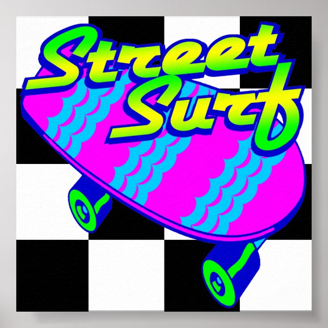 Corey Tiger 80er Retro Street Surf Skateboard Poster (Vorne)