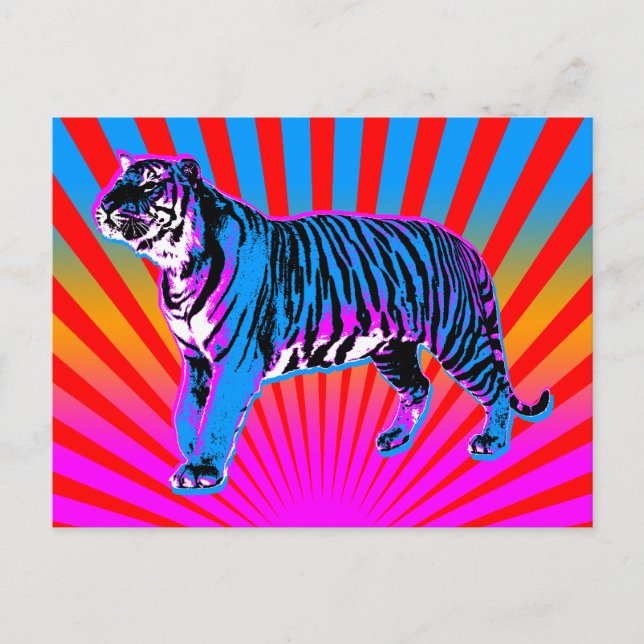 Corey Tiger 80er Retro Tiger Rising Sun Postkarte (Vorderseite)