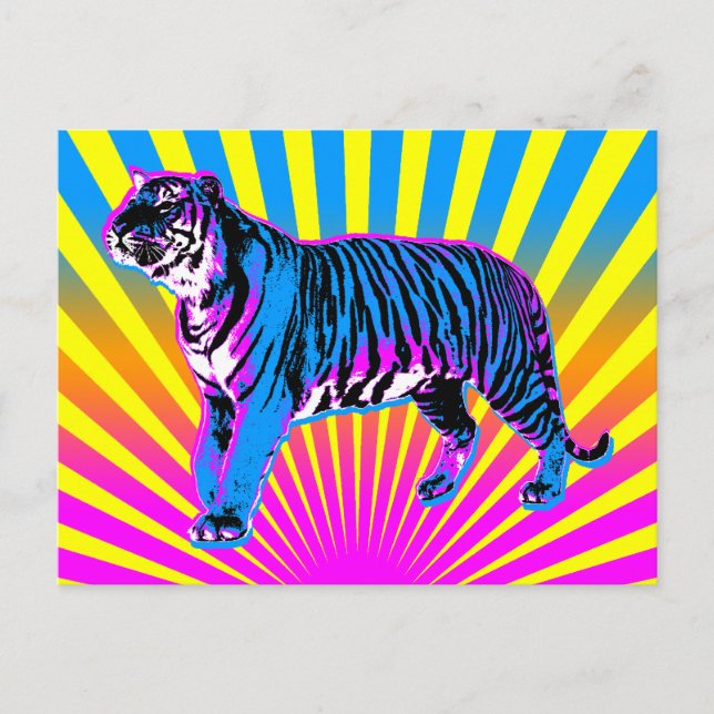 Corey Tiger 80er Retro Tiger Rising Sun Postkarte (Vorderseite)