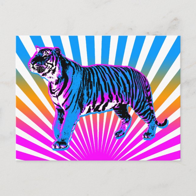 Corey Tiger 80er Retro Tiger Rising Sun Postkarte (Vorderseite)