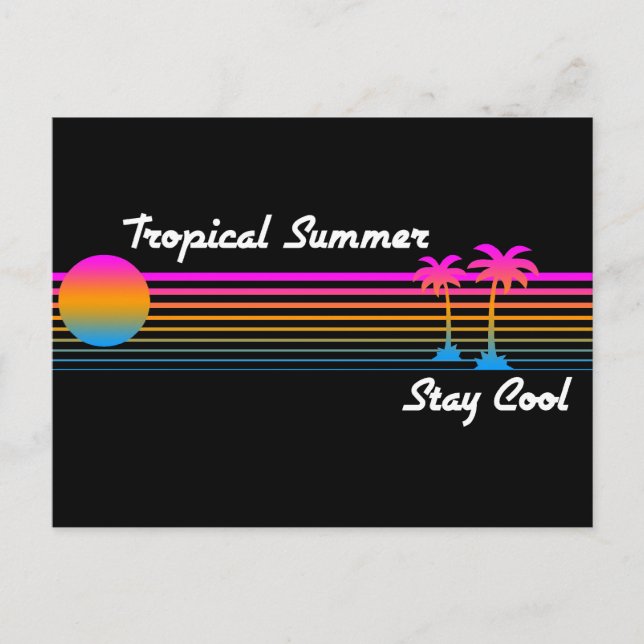 COREY TIGER "80er RETRO TROPICAL SOMMER BLEIBE COO Postkarte (Vorderseite)