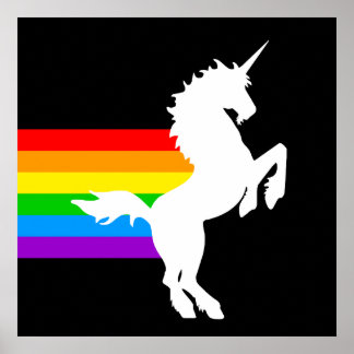 Corey Tiger 80er Retro Unicorn Rainbow Poster