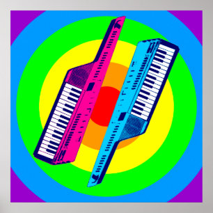 Corey Tiger 80er Retro Vintage Keytar Synthesizer Poster