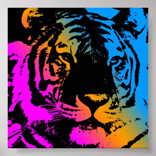 Corey Tiger 80er Retro Vintage Tigerfront Poster (Vorne)