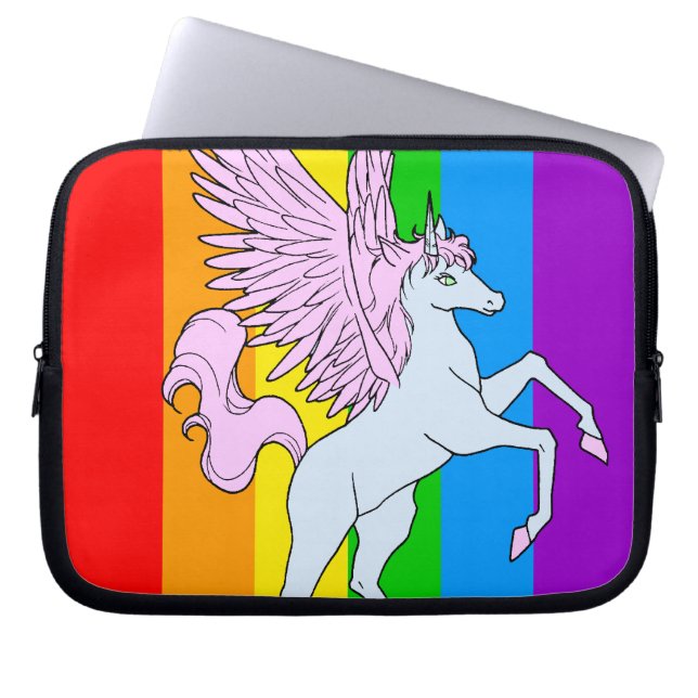 Corey Tiger 80er Unicorn Rainbow Laptopschutzhülle (Vorderseite)