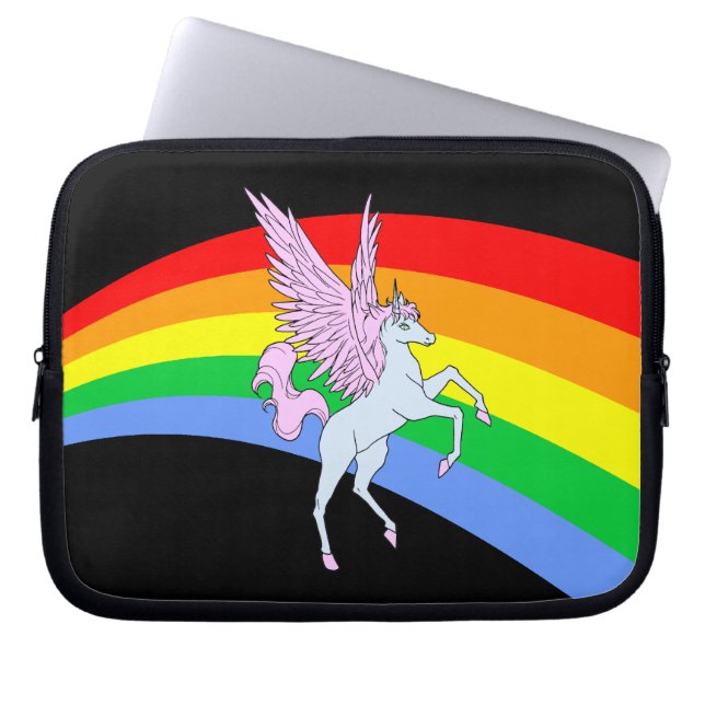 Corey Tiger 80er Unicorn Rainbow Laptopschutzhülle (Vorderseite)