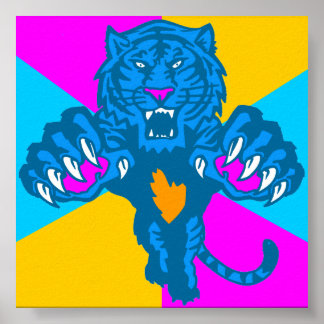 Corey Tiger 80er Vintag Fierce Pouncing Tiger Poster