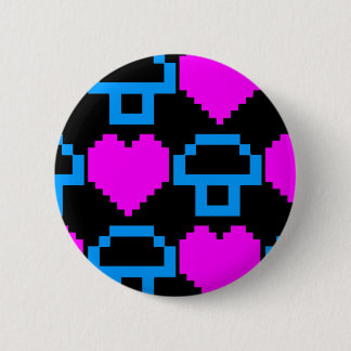 Corey Tiger 80er Vintag Gamer Hearts Mushrooms Button
