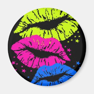 Corey Tiger 80er Vintag Lips & Stars Kisses Magnet