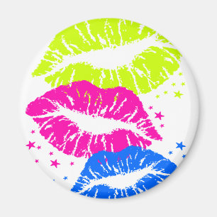 Corey Tiger 80er Vintag Lips & Stars Kisses Magnet